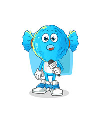 candy head cartoon tv reporter. cartoon mascot vector