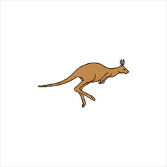 Vector illustration  pixel art with kangaroo. 