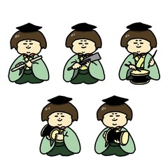 ひなまつりの五人囃子のイラスト。
