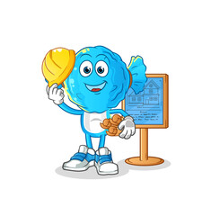 candy head cartoon Architect illustration. character vector