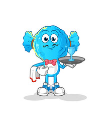 candy head cartoon waiter. cartoon mascot vector