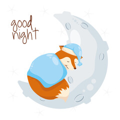 fox sleeping in moon