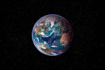Fototapeta na wymiar Planet Earth globe view from space with America, Europe and Africa. This image elements furnished by NASA.