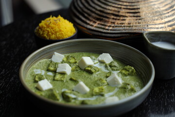 green cream soup with feta