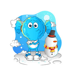 candy head cartoon in cold winter character. cartoon vector