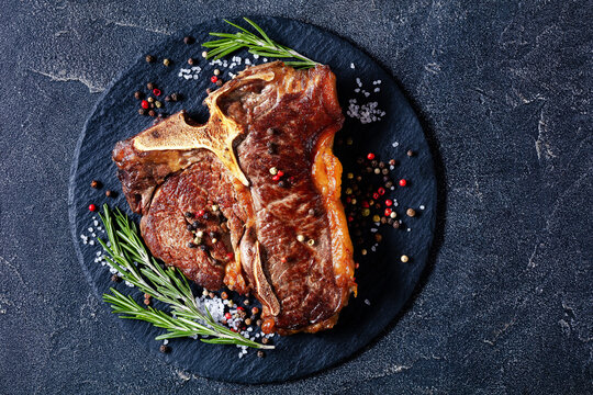 Fried Whole Porterhouse Steak On A Plate