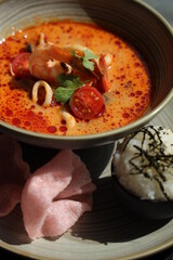 spicy tom yam with rice