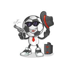 football head cartoon mafia with gun character. cartoon vector
