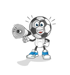 Fototapeta premium football head cartoon holding hand loudspeakers vector. cartoon character