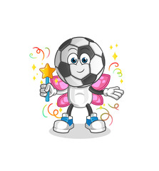 football head cartoon fairy with wings and stick. cartoon vector
