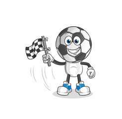 football head cartoon hold finish flag. cartoon mascot vector