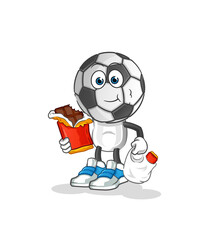 football head cartoon eat chocolate mascot. cartoon vector