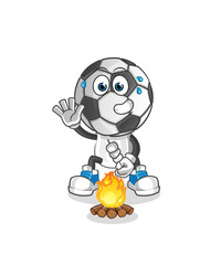 Fototapeta premium football head cartoon roasting marshmallows. cartoon vector