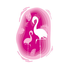 Obraz na płótnie Canvas flamingo paper cut style