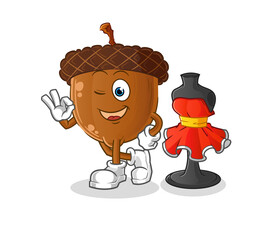 acorn head cartoon fashion designer vector. cartoon character