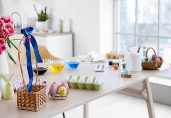 Painting of eggs for Easter celebration at home