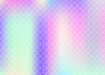 Mermaid scales background with holographic gradient.