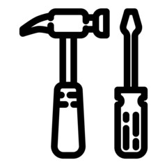 Hammer And Screwdriver Flat Icon Isolated On White Background