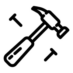 Hammer And Nails Flat Icon Isolated On White Background