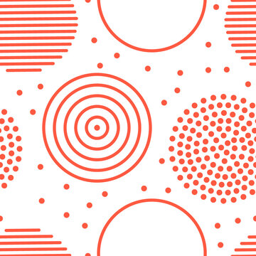 Orange Circles Pattern. Geometric. Lines.