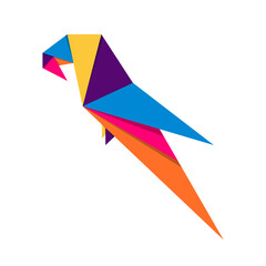 Bird origami. Abstract colorful vibrant bird logo design. Animal origami. Vector illustration