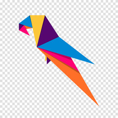 Bird origami. Abstract colorful vibrant bird logo design. Animal origami. Vector illustration