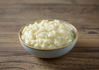 bowl of fresh rice milk pudding