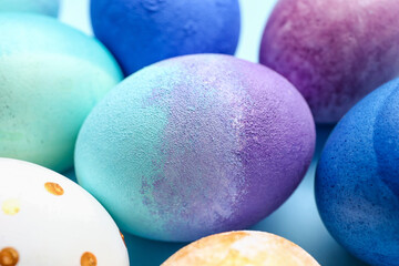 Beautiful Easter eggs as background, closeup