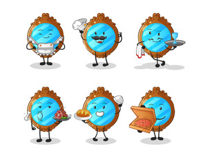 mirror restaurant group character. cartoon mascot vector
