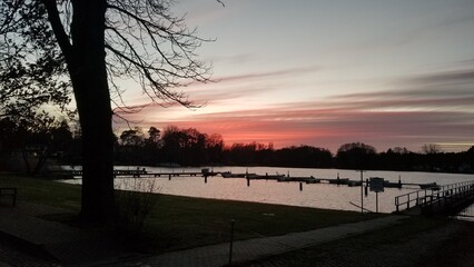 sunset over the river