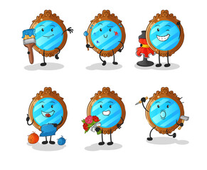 mirror artist group character. cartoon mascot vector