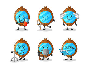 mirror elderly character. cartoon mascot vector