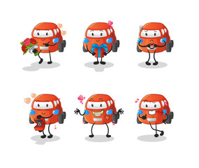 car love set character. cartoon mascot vector