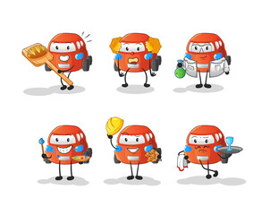 car profession set character. cartoon mascot vector