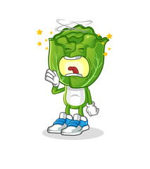 cabbage head cartoon yawn character. cartoon mascot vector