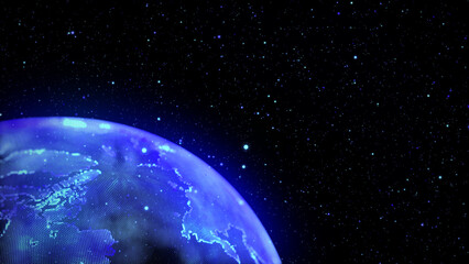 Fototapeta na wymiar Glowing earth in space. Global network. Blue world map conposition with dots. 3d rendering.