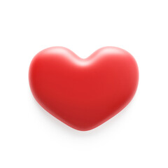 3d render love heart. Red heart isolated on white background. St valentine's symbol. 3d rendering.
