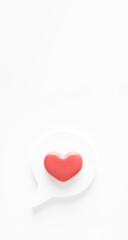 3d social media notification love icon. Social media notification love like heart icon isolated on white background with shadow and reflection 3D rendering