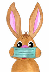 Face masked easter bunny