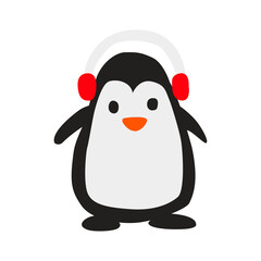 clip art of penguin in xmas costume with cartoon design,vector illustration