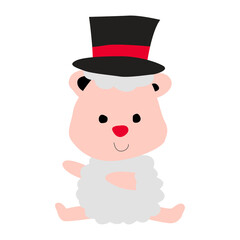 clip art of sheep in xmas costume with cartoon design,vector illustration