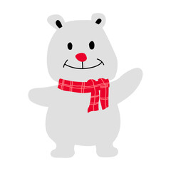 clip art of polar bear in xmas costume with cartoon design,vector illustration