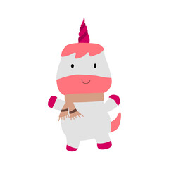 clip art of unicorn in xmas costume with cartoon design,vector illustration