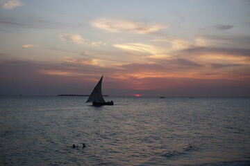 sailboat at sunset