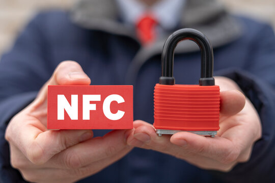 NFC Near Field Communication Concept. Contactless Cashless Society NFC Wireless Secure Payment Technology. Protected standard of electronic pay.