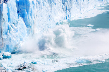 Glacial ice calving.