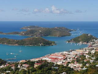 Naklejka na ściany i meble St Thomas, US Virgin Islands with smaller islands in view