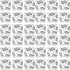 Ramadan doodle seamless pattern vector design