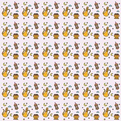 Fototapeta premium Ramadan doodle seamless pattern vector design