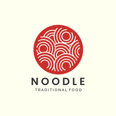 noodle japanese emblem vintage color logo icon template vector design